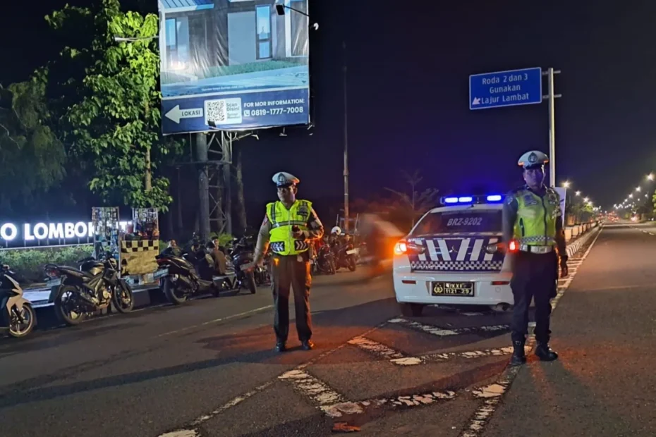 Satlantas Polres Lobar Sisir Bypass BIL 1-2, Cegah Balap Liar Malam Hari